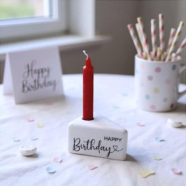 Deko Tortenstück Kerzenhalter Pustekuchen Kuchenstück Happy Birthday Geburtstag aus Raysin - Artikel-Nr. 1100059